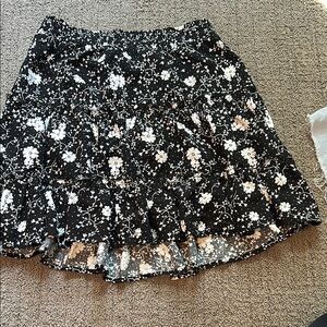 Floral Black Skirt